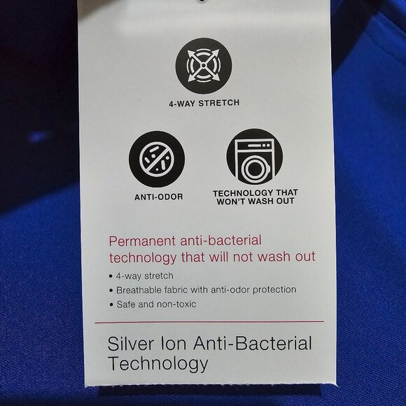 Climate Right V-Neck Scrub Top Silver Ion Anti-Bacterial Womens Sz M Woven Twill - Picture 10 of 10